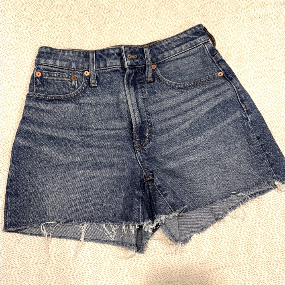 Madewell Blue Jean Shorts with Frayed Hem